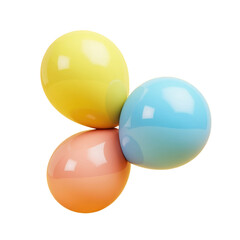 Poster - three glossy pastel spheres in a triangular arrangement against a yellow background