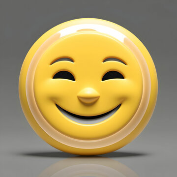 3d yellow emoji with a smiling face on a transparent background