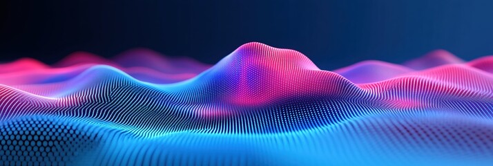 Poster - Abstract Digital Landscape Neon Waves Flowing Data Visualization