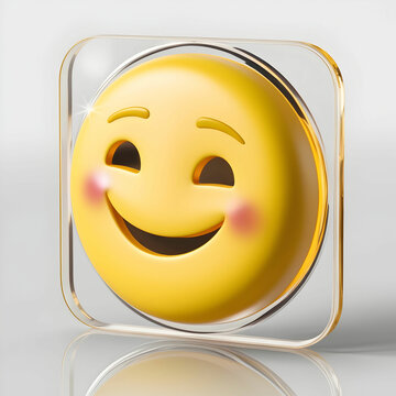 3d yellow emoji with a smiling face on a transparent background