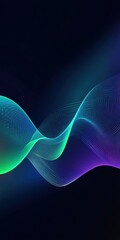 Poster - Abstract Teal Purple Wave Digital Flowing Energy Design