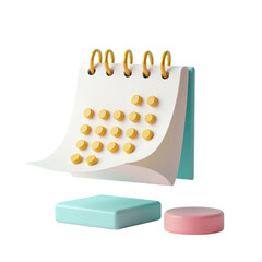 Poster - minimalist 3d render of a desk calendar with yellow dates