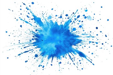 Poster - Vibrant blue watercolor stain, artistically isolated against a clean white background perfect for artistic projects, backgrounds, or design elements.