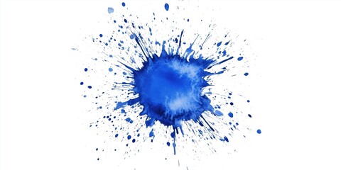 Poster - Vibrant blue watercolor stain, artistically isolated against a clean white background perfect for artistic projects, backgrounds, or design elements.