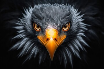 Poster - A close-up of a vulture intense eyes, with the surrounding textures of its face and feathers in sharp focus