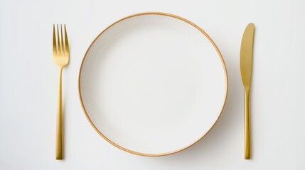 A plate with a fork and knife on it