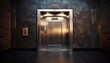© Yuliia - Elevator door in a modern building lobby during evening hours with illuminated access button