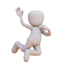 Fototapete - light gray 3d-rendered figure dynamically leaping across a muted background