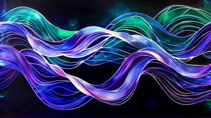 Wall Mural - Abstract colorful waves in motion with blue, purple and green