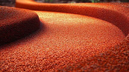 Abstract textured orange surface with curves and shadows, resembling a path or landscape.