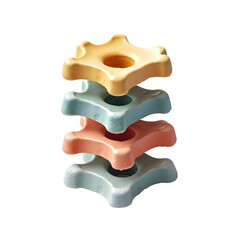 Poster - Pastel-colored star shapes stacked meticulously, creating a visually appealing, abstract tower. The soft hues and smooth texture evoke a sense of calm and gentle sophistication., cut out,transparent b