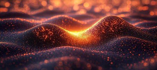 Poster - glowing particle network. technology, data, abstract connections visualized in an elegant design