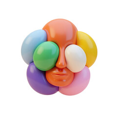 Poster - abstract colorful sphere face 3d render