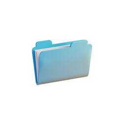 Aufkleber - light blue digital folder with papers inside floating above a wooden surface