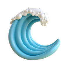 Poster - stylized 3d rendering of a pastel blue wave with white foam