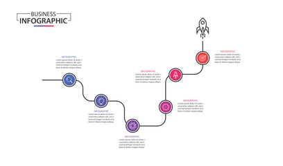Wall Mural - infographic design template. timeline concept with 6 steps. can be used for workflow layout