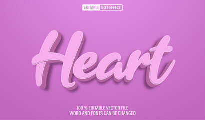 Poster - Editable 3d text style effect - Pinky Heart text effect Template