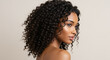 © nadine - Stunning Black Woman with Curly Hair Profile View Natural Beauty Portrait