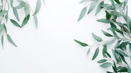 delicate eucalyptus sprigs against a clean white canvas