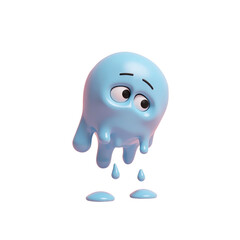 Fototapete - playful light blue blob character against pink background