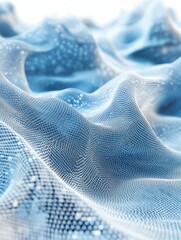 Poster - Abstract mesh wireframe connected point blue polygonal backdrop. Technology, innovation and network concept. 3D Rendering.