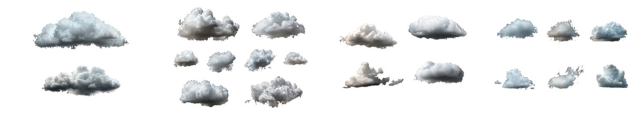 Poster - Isolated white clouds, beautifully arranged on a black background