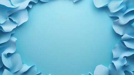 Fototapete - Blue paper ruffle border creating a blank space, ideal for adding text or creative designs in a simple layout. Generative AI