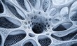 © Resni AI - Abstract white porous organic structure with central hole, scientific or design background