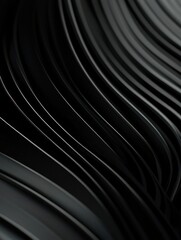 Poster - Creative black lines and curves background. 3D Rendering
