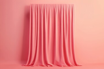 Poster - A soft, pink curtain drapes elegantly against a matching wall, creating a serene and inviting atmosphere.