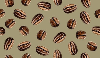 Wall Mural - Coffee beans pattern background design