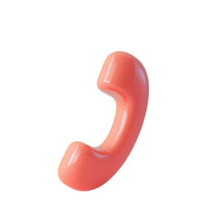 Poster - glossy coral telephone handset on pastel background