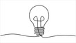 © Tania - Light bulb continuous one line drawing illustration. Single line electric lamp icon