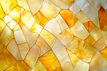 Poster - Stained glass design with mother of pearl accents showcasing vibrant yellow hues in intricate patterns