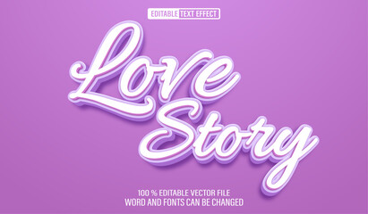Leinwandbilder - Editable 3d text style effect - Love Story Valentine's text effect Template