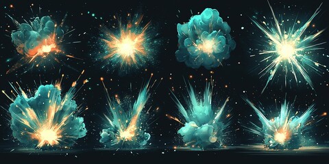 Poster - Explosions of vibrant colors and dynamic energy captured in a dark environment