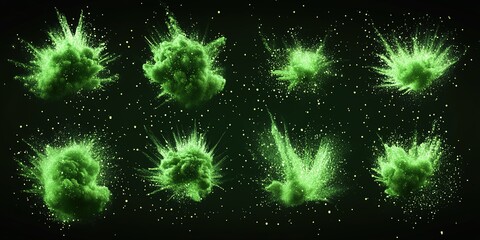 Poster - Explosive green powder bursts against a black backdrop capturing energy and movement in an artistic display