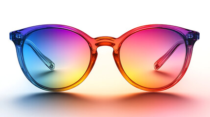 Colorful gradient sunglasses with a vibrant frame displayed against a clean white background