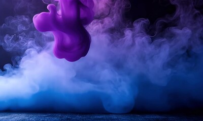 Wall Mural - a swirling blend of purple and blue smoke creates a mystical atmosphere, often used for artistic, th