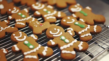 Wall Mural - Gingerbread cookies on a wire rack