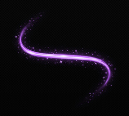 Wall Mural - luminous wavy lines on transparent background. cosmic trail with light effect. magic sparkling flow 