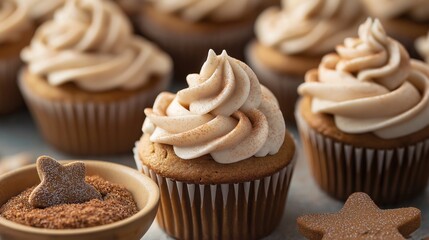 Wall Mural - Closeup of a chocolate cupcake filled with chocolate cream
