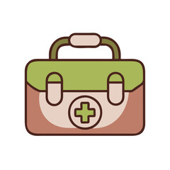 Wall Mural - Doctor S Bag Icon illustration with green and brown colors