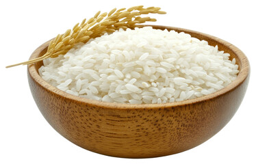 Canvas Print - PNG White rice in a wooden bowl grain food ingredient.