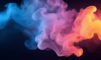Wall Mural - an abstract representation of colorful smoke swirling in shades of blue, pink, and purple against a 