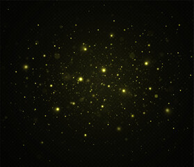Wall Mural - glowing dust particles effect. christmas concept. cosmic glittering light effect on transparent back
