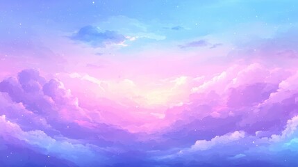 Poster - Dreamy Pastel Purple and Pink Sky Cloudscape Background Illustration