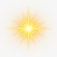 Sparkle gold glow star, transparent shine sun rays, light glowing overlay effect, star sparkle - stock vector