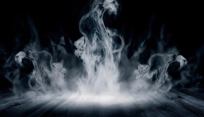 Aufkleber - ethereal swirling mist on dark background, creating a haunting and surreal atmosphere for designs, fantasy themes, or storytelling visuals