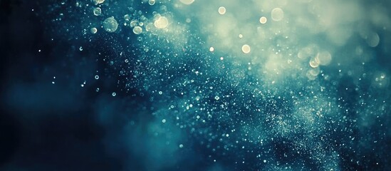 Aufkleber - Dusty Pastel Blue and Green Watercolor Background with Pointillism Texture and Ethereal Bokeh Effect Featuring Soft Indigo Smudged Frame for Text Space